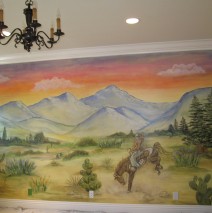 Western sunset mural